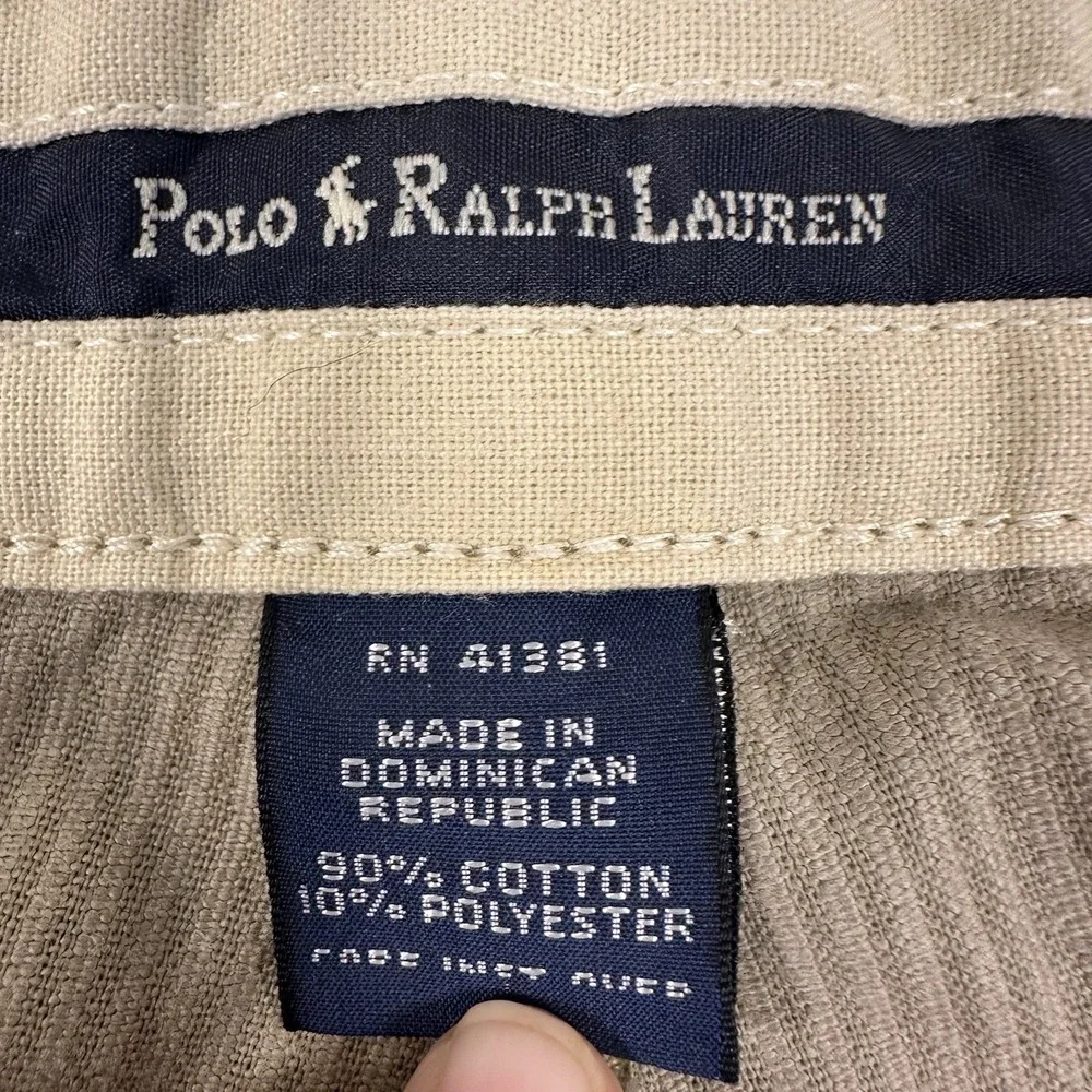 Polo Ralph Lauren Tan Corduroy Pleated Trousers Pants 35x32 Heritage‎ Preppy